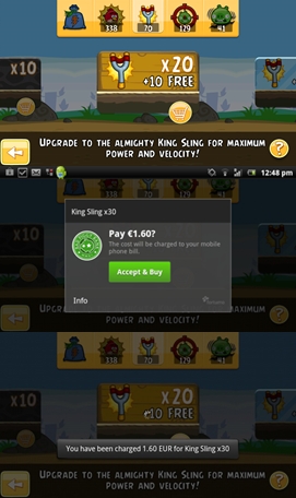 Fortumo 在 Rovio 的愤怒的小鸟中的一键式移动支付流程
